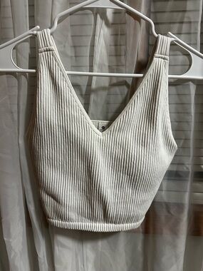 90 Degree By Reflex Ribbed V-Neck Cropped Tank - White